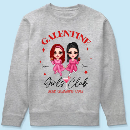 Galentine Girls Club Pajamas Girls Personalized Shirt, Valentine's Day Shirt, Social Club, Besties Gift