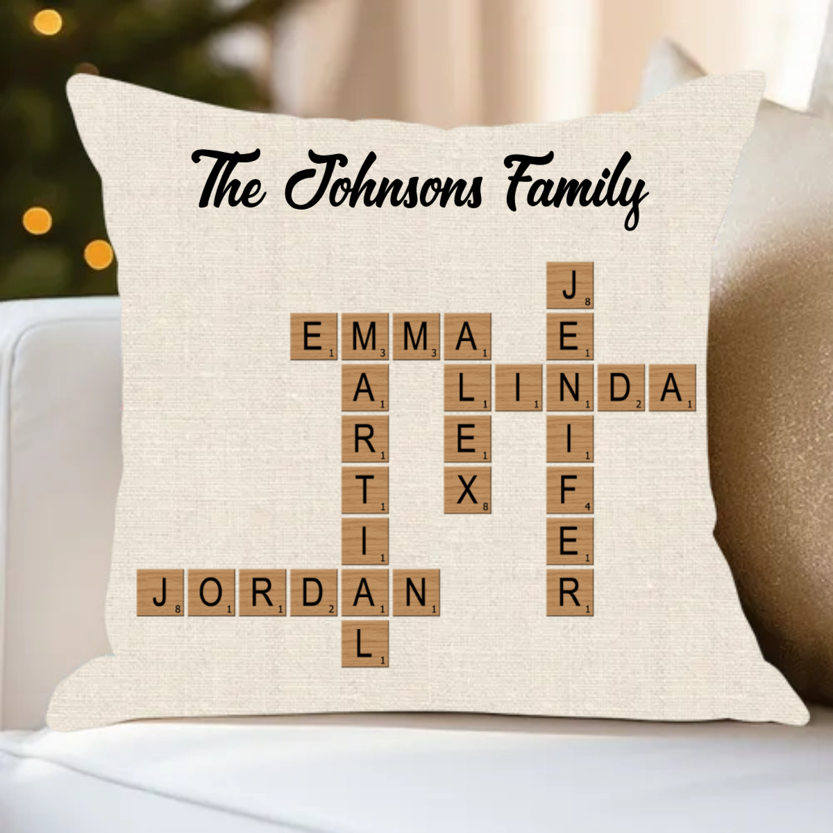 Personalized Family Crossword Puzzle Art Pillow