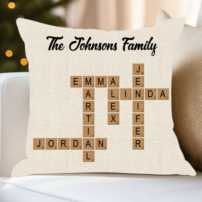 Personalized Family Crossword Puzzle Art Pillow