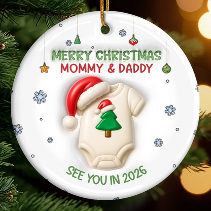 Custom Ornament - Personalized Christmas Baby Shower, Gender Reveal Gifts For New Moms, New Dads, New Parents