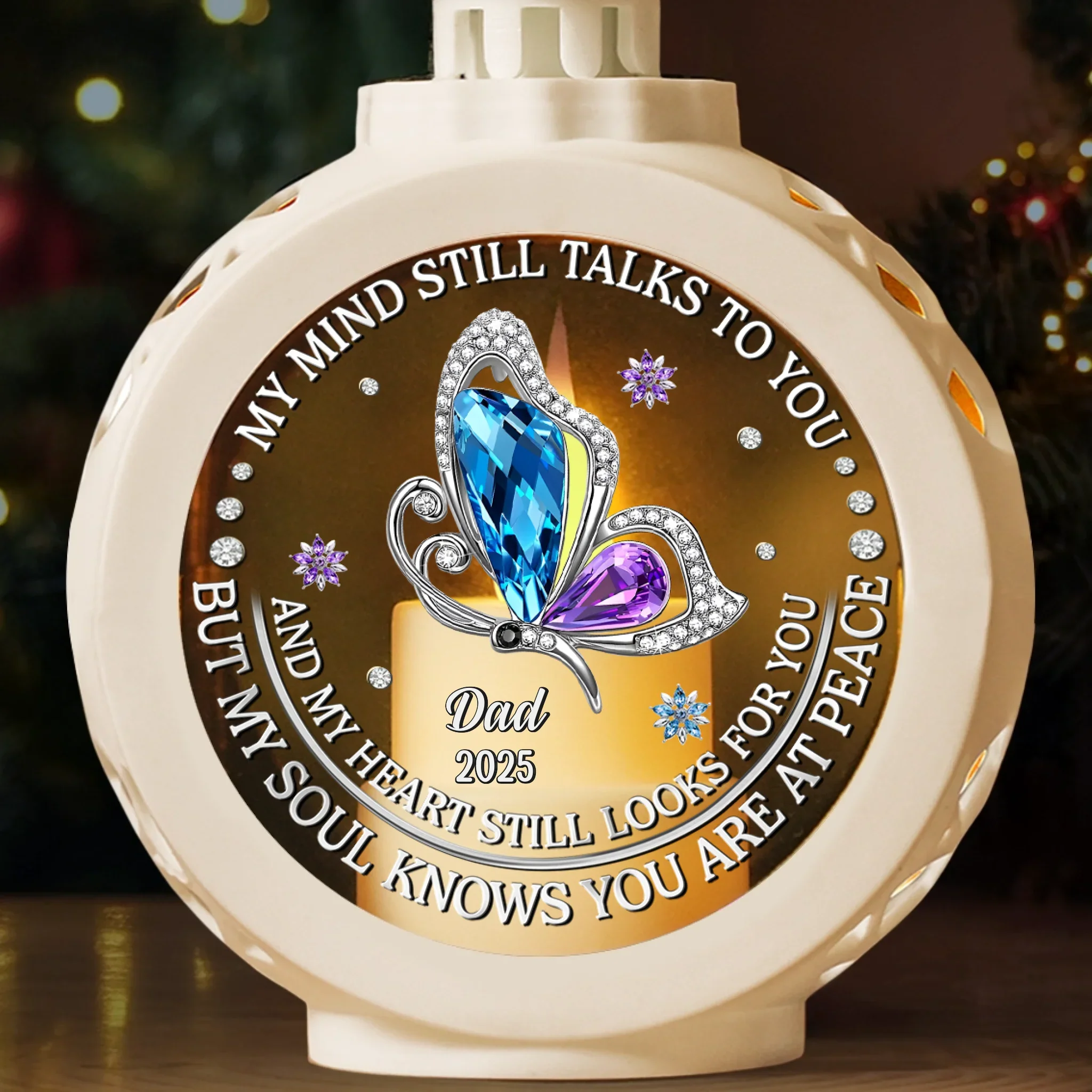 Custom Candlelight Lantern Ornament - Personalized Christmas Memorial Sympathy Gifts For Loss Of Mom, Dad