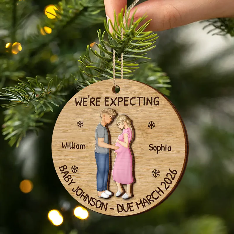 Baby Expecting See You - Personalized Custom Shaped Wooden Ornament