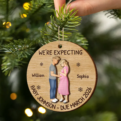 Baby Expecting See You - Personalized Custom Shaped Wooden Ornament