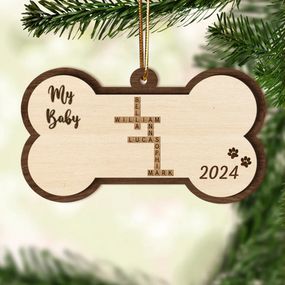 Dogs Names Crossword Puzzle Art Bond Shape Personalized Wooden Ornament