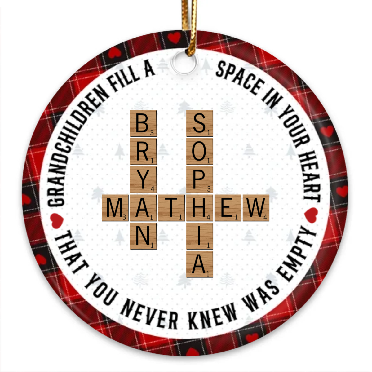 The Love Between A Grandma And Her Grandkids Is Forever, Crossword Puzzle Personalized Ceramic Ornament