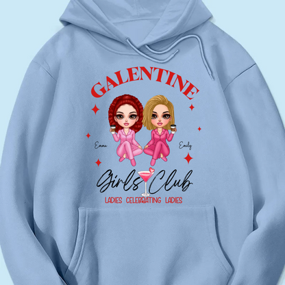 Galentine Girls Club Pajamas Girls Personalized Shirt, Valentine's Day Shirt, Social Club, Besties Gift