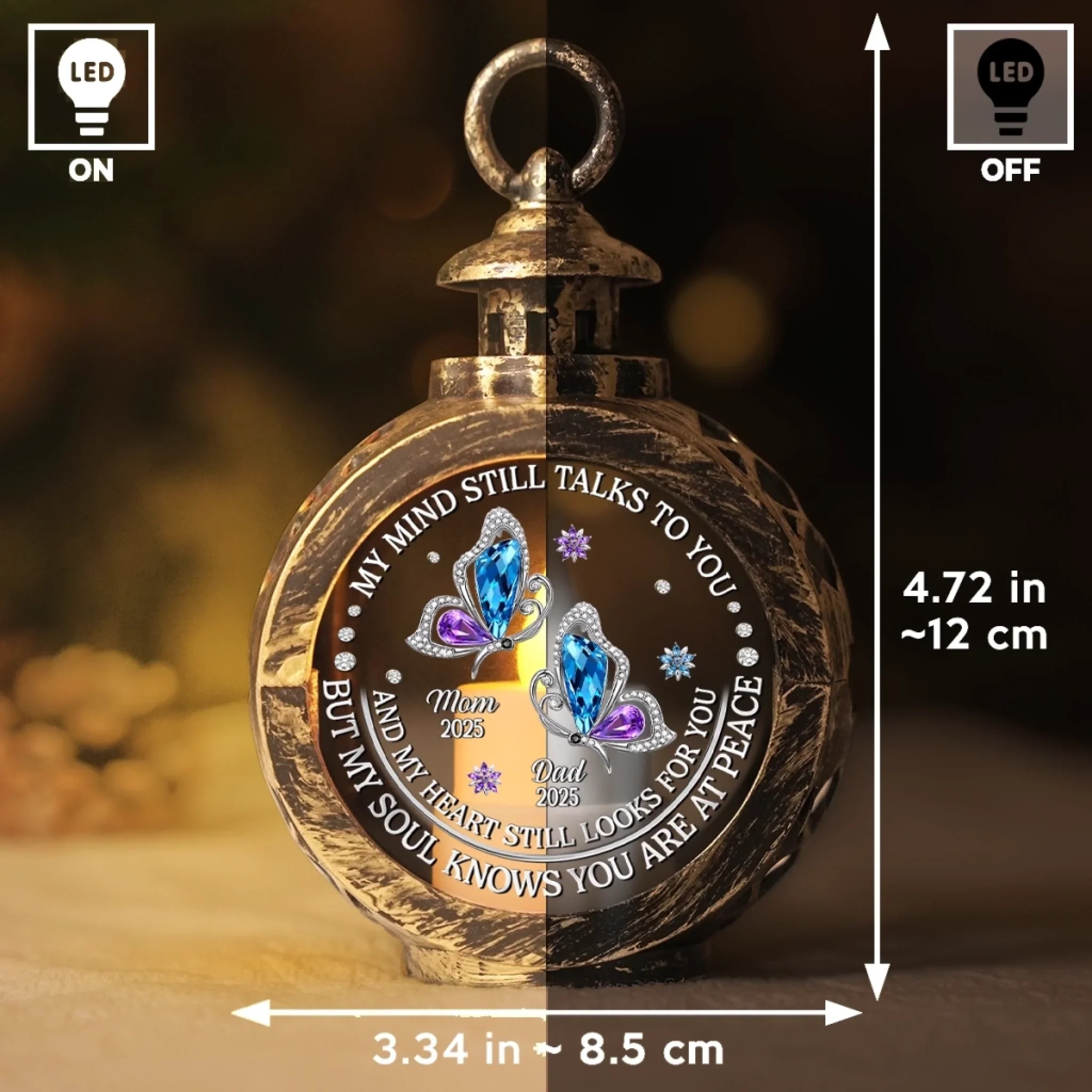 Custom Candlelight Lantern Ornament - Personalized Christmas Memorial Sympathy Gifts For Loss Of Mom, Dad