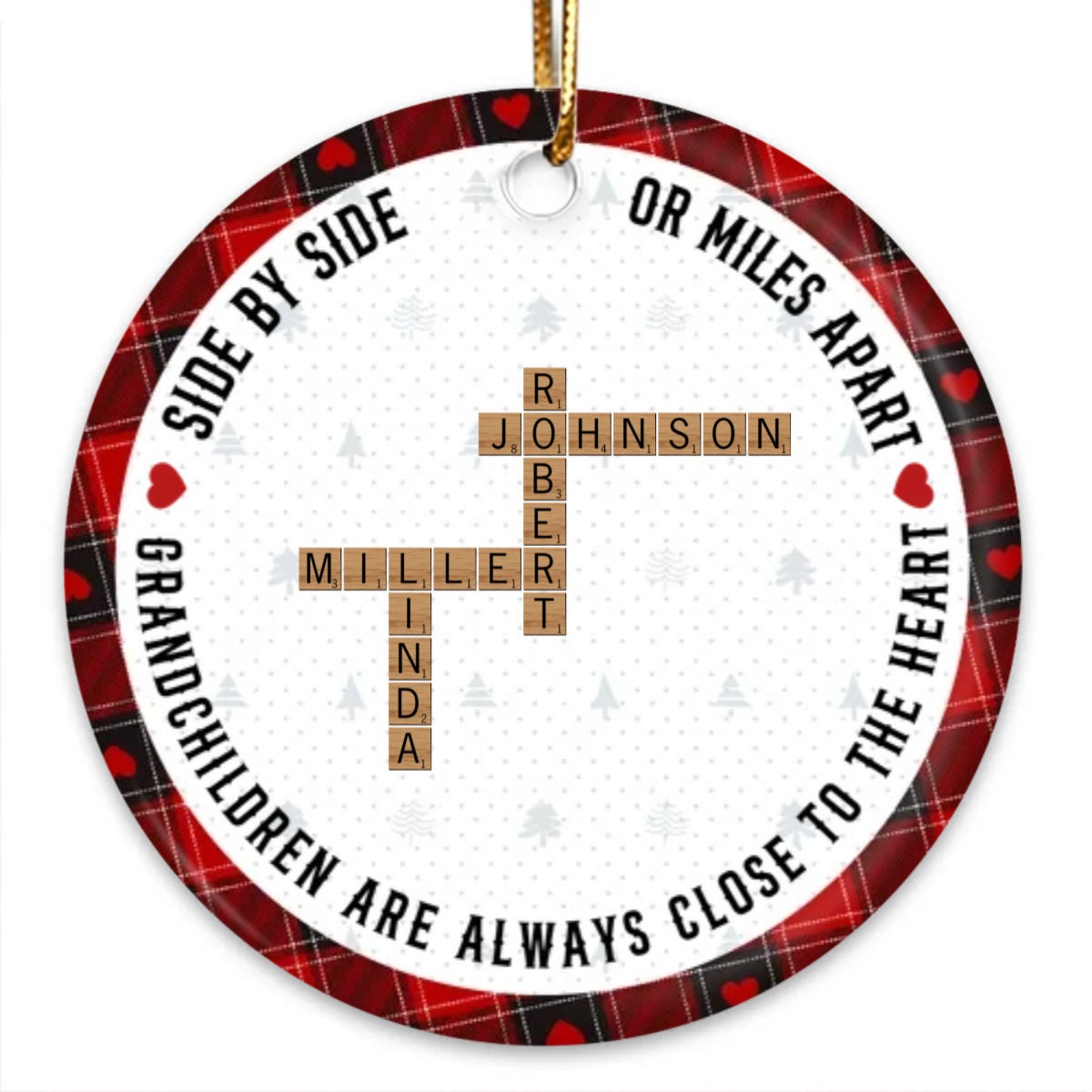 The Love Between A Grandma And Her Grandkids Is Forever, Crossword Puzzle Personalized Ceramic Ornament