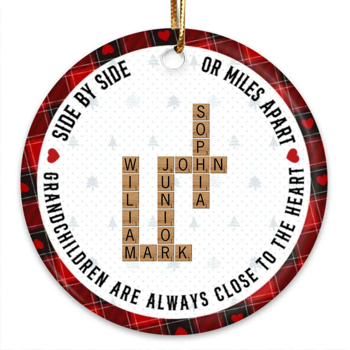 The Love Between A Grandma And Her Grandkids Is Forever, Crossword Puzzle Personalized Ceramic Ornament