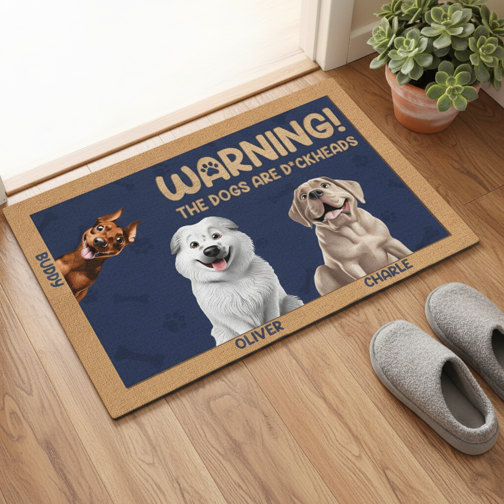 Custom Home Decor Decorative Mat - Personalized Birthday Gifts For Dog Lovers, Dog Dad And Mom - Guarded By Paws And Love