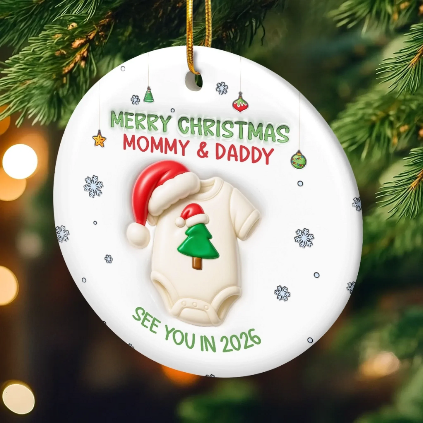 Custom Ornament - Personalized Christmas Baby Shower, Gender Reveal Gifts For New Moms, New Dads, New Parents