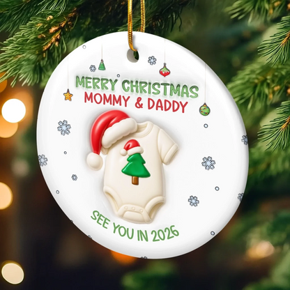 Custom Ornament - Personalized Christmas Baby Shower, Gender Reveal Gifts For New Moms, New Dads, New Parents