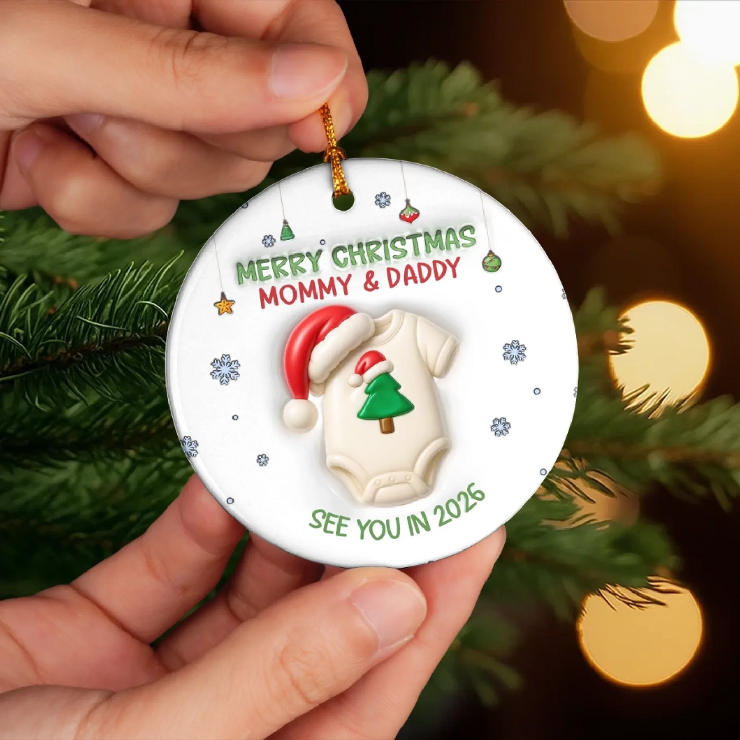 Custom Ornament - Personalized Christmas Baby Shower, Gender Reveal Gifts For New Moms, New Dads, New Parents