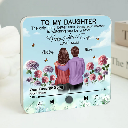 To My Daughter From Mom Happy Mother's Day Birth Flower Personalized Music Fridge Magnet, Gift For Daughter