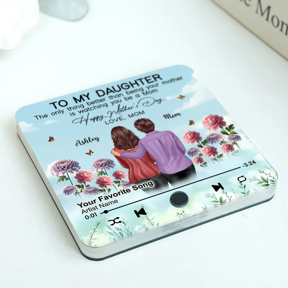 To My Daughter From Mom Happy Mother's Day Birth Flower Personalized Music Fridge Magnet, Gift For Daughter