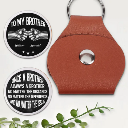 Once A Brother Always A Brother - Personalized Leather Pocket Hug