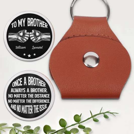 Once A Brother Always A Brother - Personalized Leather Pocket Hug