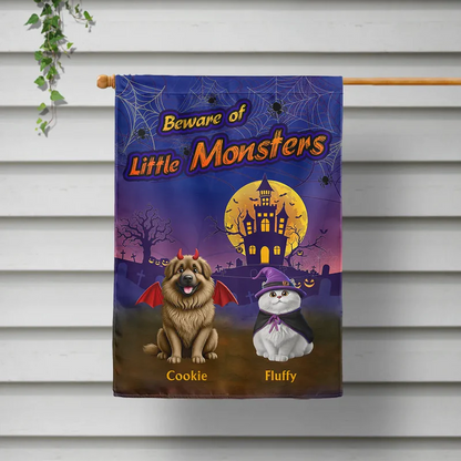 Trick Or Treat With Pets In Halloween Costume - Personalized Flag