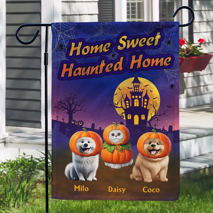 Trick Or Treat With Pets In Halloween Costume - Personalized Flag