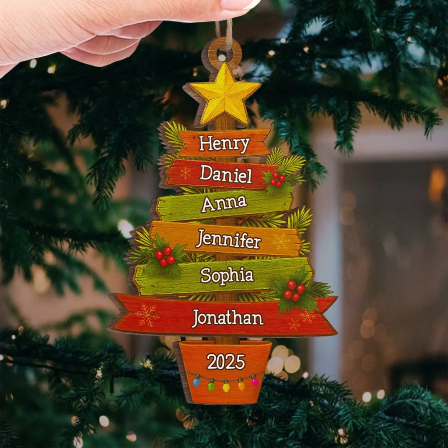 Custom Wood Ornament - Personalized Christmas Birthday Gifts For Mom, Dad, Kids
