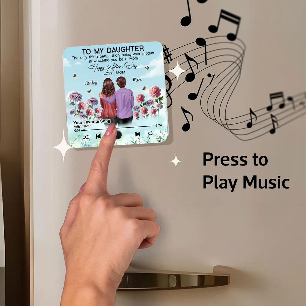 To My Daughter From Mom Happy Mother's Day Birth Flower Personalized Music Fridge Magnet, Gift For Daughter