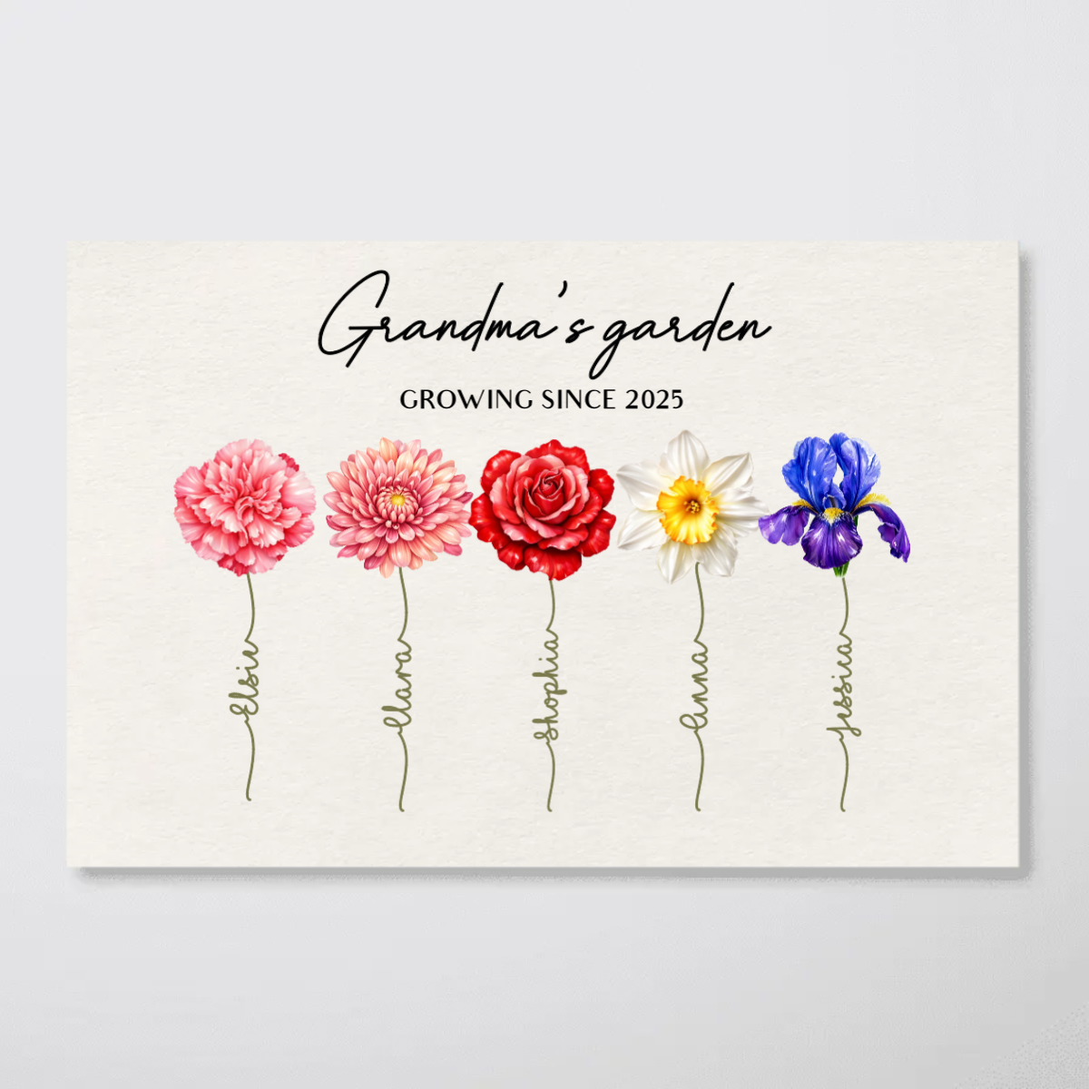 Grandma Garden Custom Birth Month Flower - Personalized Poster - Sentimental Gift for Grandma