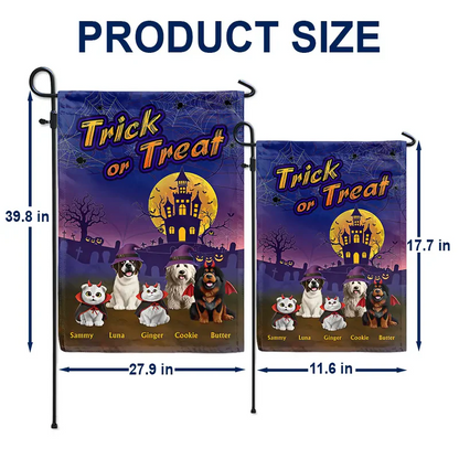 Trick Or Treat With Pets In Halloween Costume - Personalized Flag