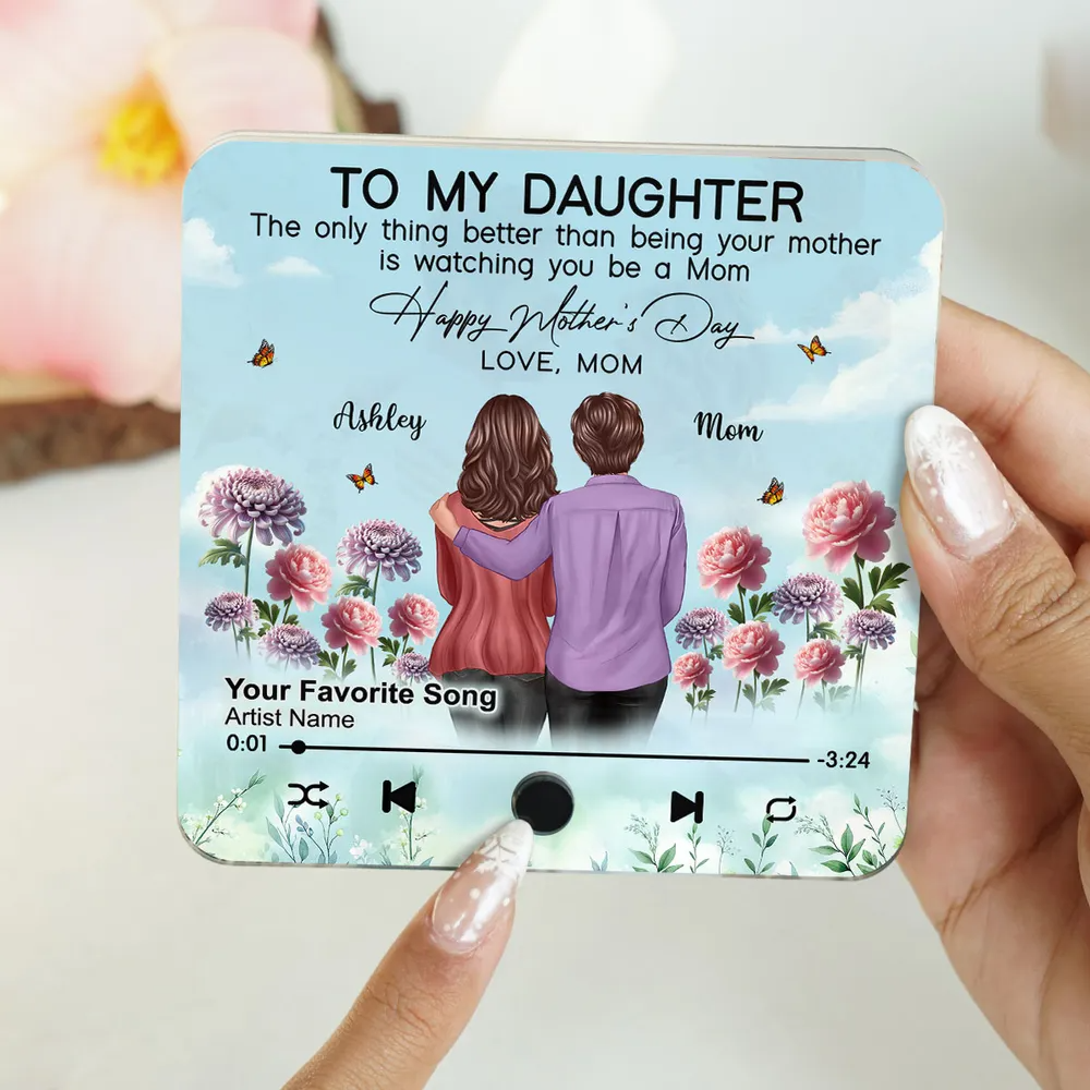 To My Daughter From Mom Happy Mother's Day Birth Flower Personalized Music Fridge Magnet, Gift For Daughter