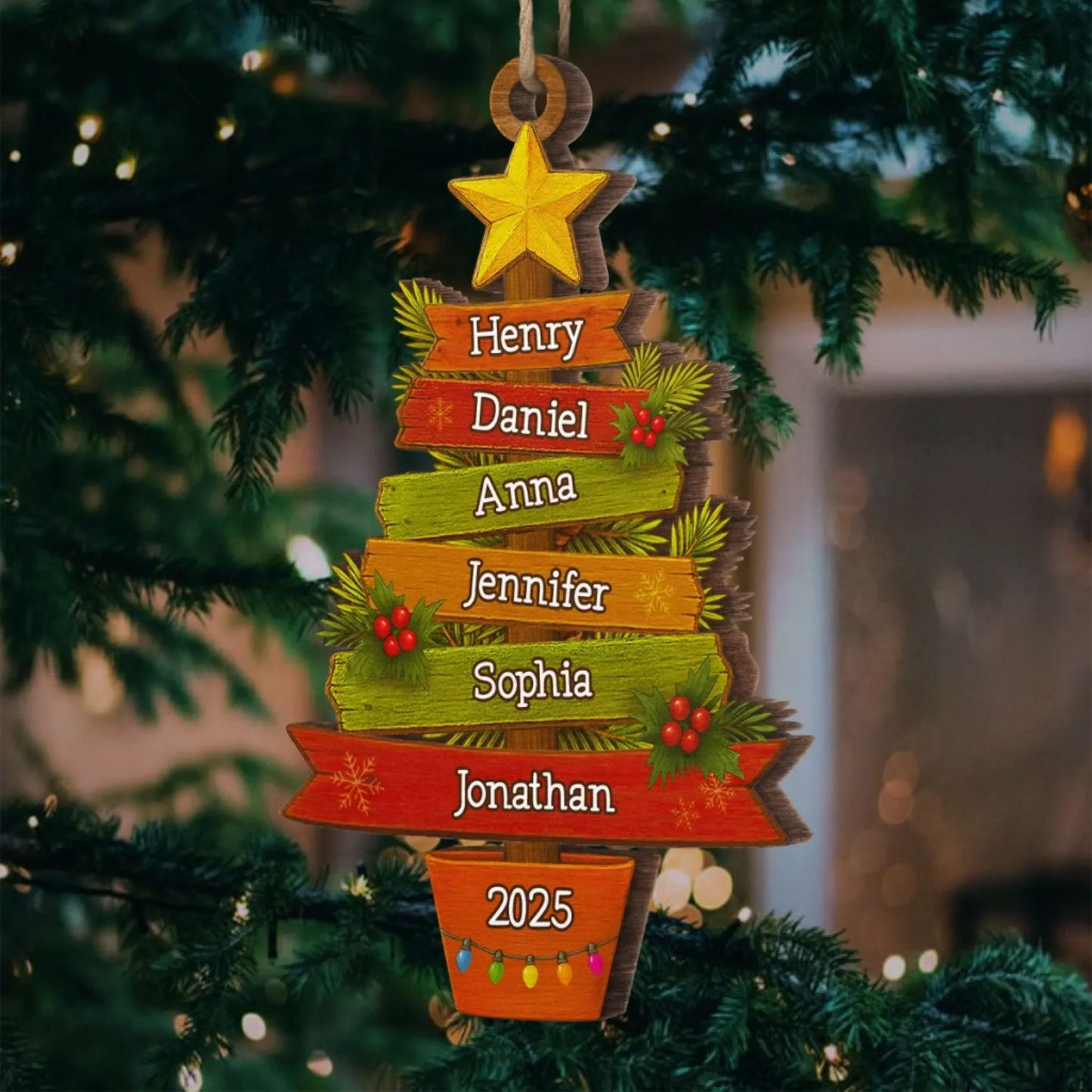 Custom Wood Ornament - Personalized Christmas Birthday Gifts For Mom, Dad, Kids