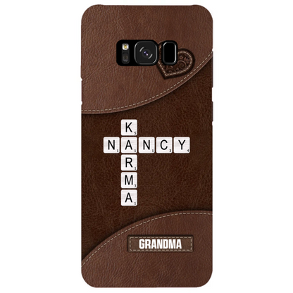 Grandma Mom Kids Names In Crossword Puzzle Personalized Phone Case