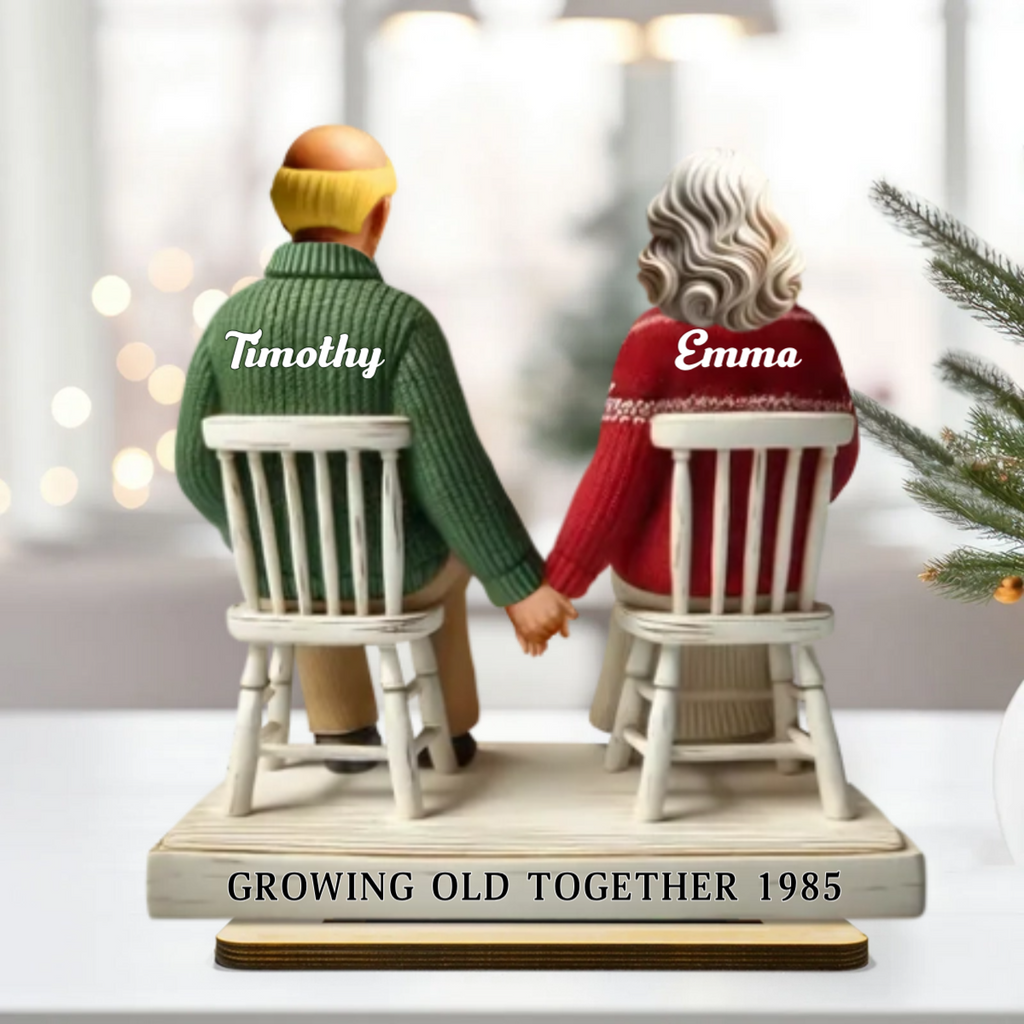 3D Effect Eternal Love Couple Growing Old Together Personalized Standing Wooden Plaque, Heartfelt Gift For Couple, For Him, For Her, Husband, Wife