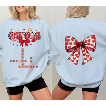 Grandma Nana Mimi Valentine's Day Gift Personalized Double Sided Sweatshirt