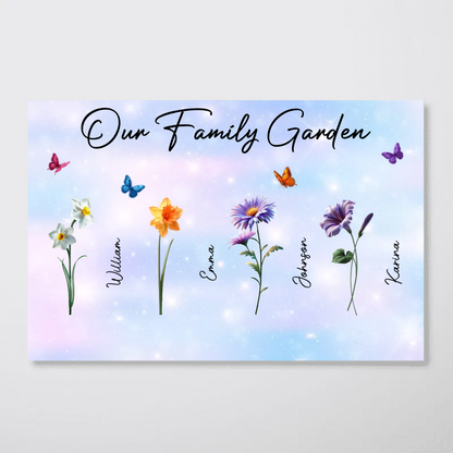3D Effect Birth Month Flowers Our Family Garden Personalized Poster, Mother's Day Gift For Mom, Grandma
