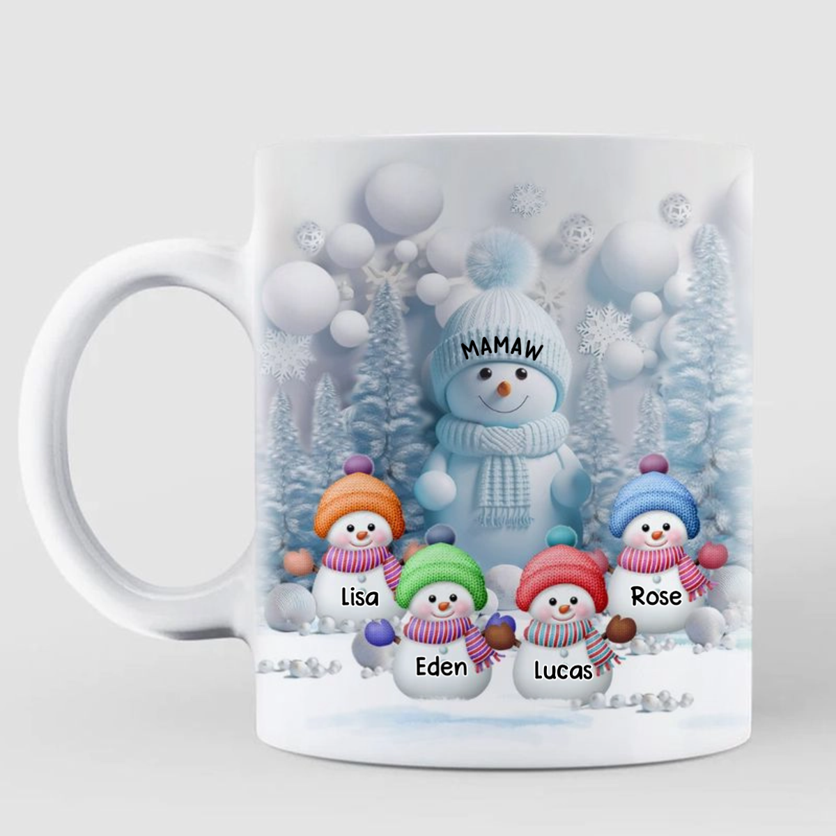 Christmas Blue Vibe Snowman Grandma Mom Colorful Kids Personalized Mug