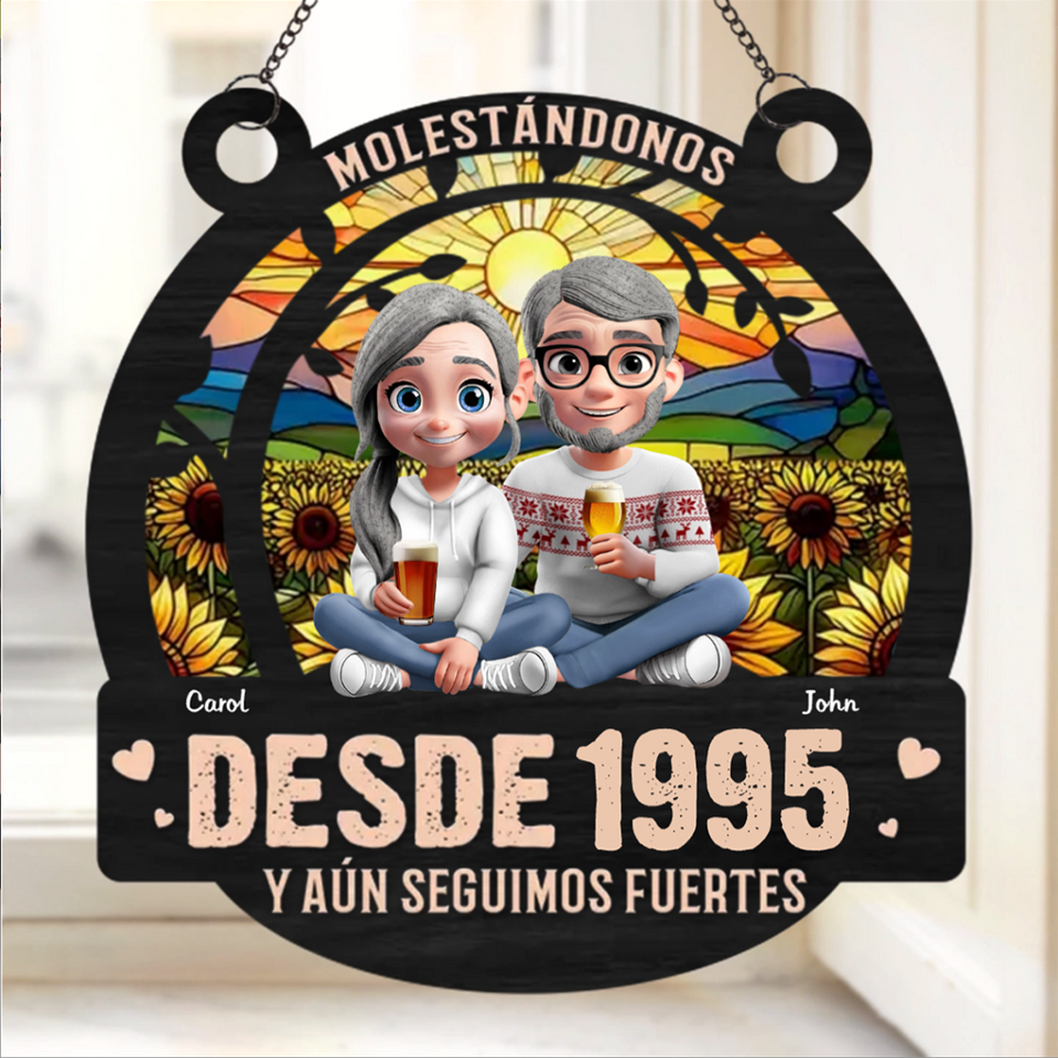 Adorno Colgante de Ventana Personalizado - Regalos Personalizados de Aniversario y Boda para Esposo y Esposa, Él y Ella - Molestándonos Desde
