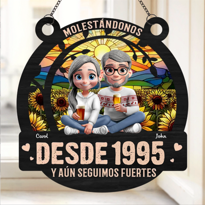 Adorno Colgante de Ventana Personalizado - Regalos Personalizados de Aniversario y Boda para Esposo y Esposa, Él y Ella - Molestándonos Desde