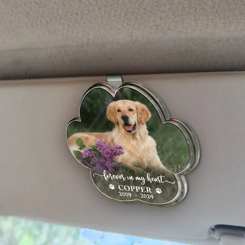 Custom Photo Forever In My Heart - Personalized Custom Shaped Acrylic Car Visor Clip