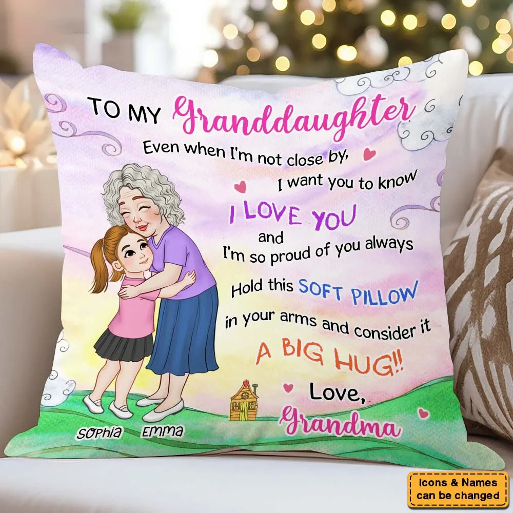 Personalized Gift For Grandkids Grandma And Granddaughter Hugging Pillow