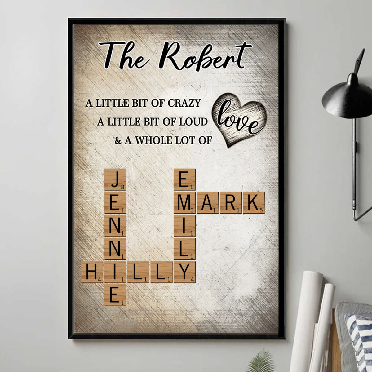 Family Whole Lot Of Love Heart Crossword Art Puzzle Create A Moment Treasured Forever Personalized Poster