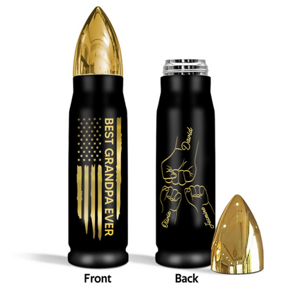 Best Dad Papa Ever Fist Bump Outline Nation Flag For Husband Father Figures Personalized Bullet Tumbler