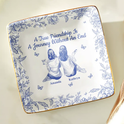 Bestie A True Friendship Is A Journey Without An End Toile - Personalized Ring Dish