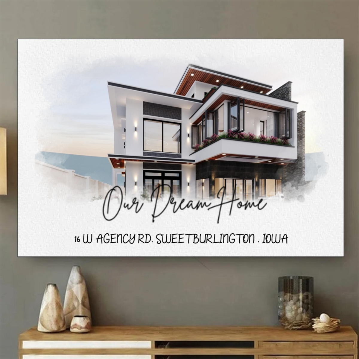 Personalized Watercolor House Poster From Photo, Gift For Family, Housewarming Gift, Childhood Home, Realtor Closing Gift