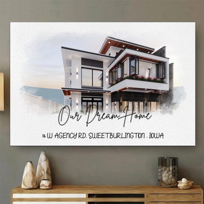 Personalized Watercolor House Poster From Photo, Gift For Family, Housewarming Gift, Childhood Home, Realtor Closing Gift