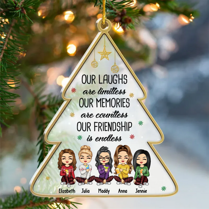 Not Just Friends, More Like A Small Gang - Personalized Custom Christmas Tree Shaped Acrylic Christmas Ornament