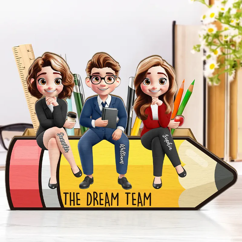 The Dream Team - Personalized Wooden Pen Pencil Holder