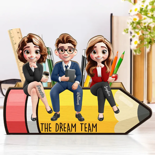 The Dream Team - Personalized Wooden Pen Pencil Holder