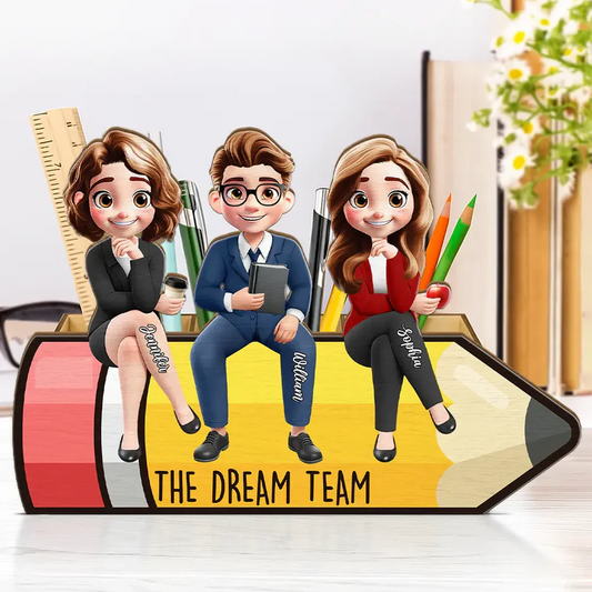 The Dream Team - Personalized Wooden Pen Pencil Holder