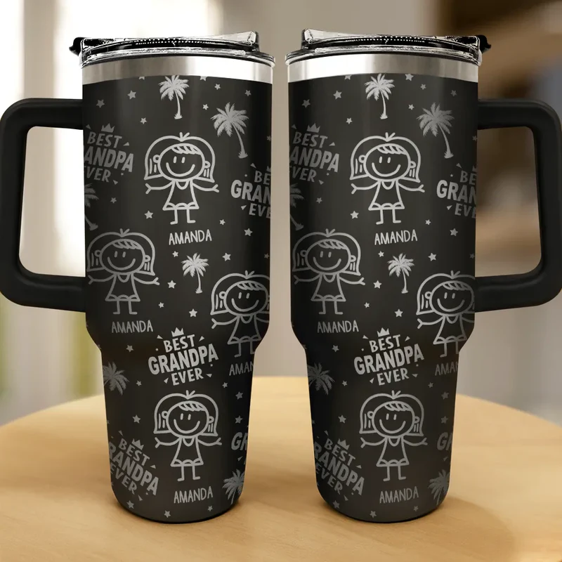 Palm Tree Best Dad Best Mom Ever - Personalized Engraved 40oz Tumbler