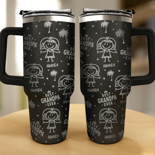 Palm Tree Best Dad Best Mom Ever - Personalized Engraved 40oz Tumbler