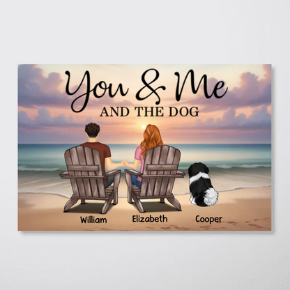 You Me And The Dogs Cats Couple Realistic Beach Landscape Personalized Poster, Birthday Gift, Anniversary Gift For Him, For Her